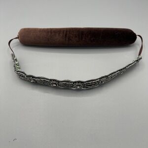 Rare 1980s Beaded Velvet Sweatband – Retro Aerobics Headband – One of‎ a Kind